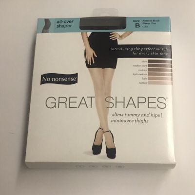 New No Nonsense Great Shapes All Over Shaper size B Almost Black Sheer Toe