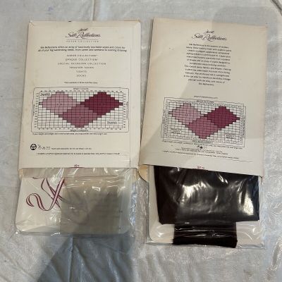 LOT 2 Hanes Silk Reflections control top pantyhose Sz AB pearl; gentle brown