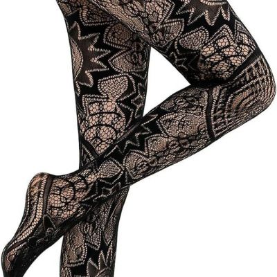 HONENNA Patterned Fishnets Tights Black One Size, 1 Pack Style A1