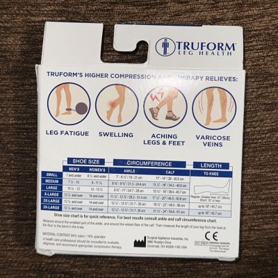 Truform 20-30 Below Knee Compression Stockings Closed Toe Socks Beige MEDIUM