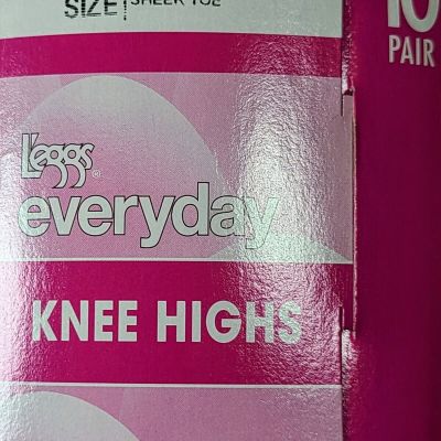 L'eggs Everyday Knee Highs Open Box *7 Pair* One Size Off Black Sheer Toe