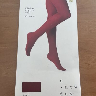 A New Day Red Opaque Tights Size M/L Women’s