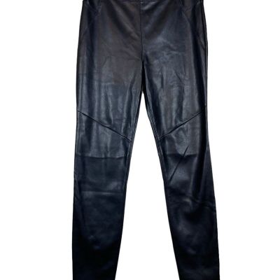 Free People Leggings Black Vegan Faux Leather Elastic Waist Pull On Size 27 Pant