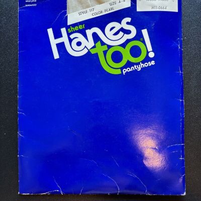 Hanes Too! Vintage Shear Pantyhose #117 Color Pearl White Size A-B Small Nylons