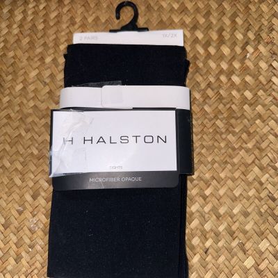 H Halston Brand Microfiber Opaque Tights Size 1x/2x, Set Of 2, New