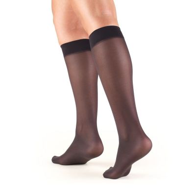 Truform Women's Stockings Knee High Sheer: 8-15 mmHg XL BLACK (1763BL-XL)