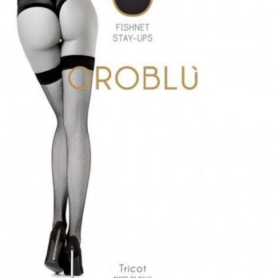 New Women's OROBLU Black Tricot Stay Up Stockings Size S/M