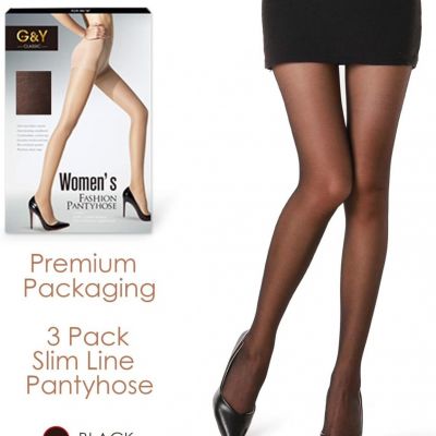 3 Pairs Women's Sheer Tights - 20D Control Top Pantyhose Reinforced Toes XXL