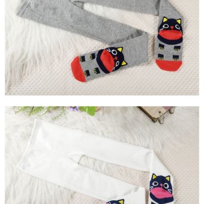 Fashion Girl Kid Pantyhose Stocking Tights hose with Cute Cat Foot Bottom M Size