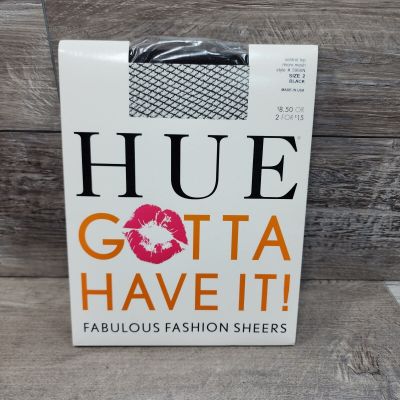 Hue Gotta Have It Fashion Sheers Black Size 1 #5966N Pantyhose New Sealed