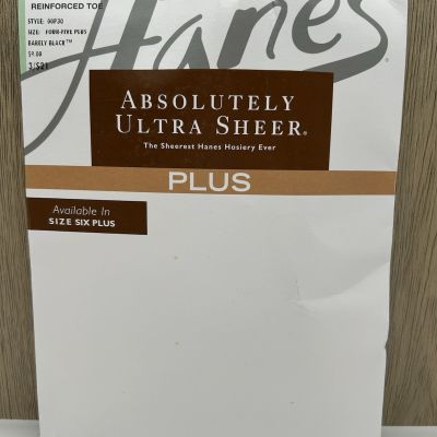 Hanes Women's Absolutely Sheer Control Top Ultra Sheer Barely Black 4-5 Plus