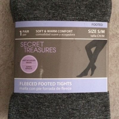 Secret Treasures Womens Tights Fleece Footed New Size S M S/M Thermal Wear Gray