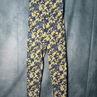 Offline by Aerie Leggings Yellow Blue Floral Real Me 7/8 Hi Rise - Small