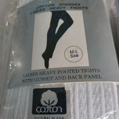 Gigi Cotton Spandex Ladies Heavy white Tights new in package sz M-L