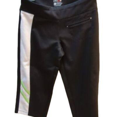 Izod X PFX Performance capri workout leggings XS black white  green stripes