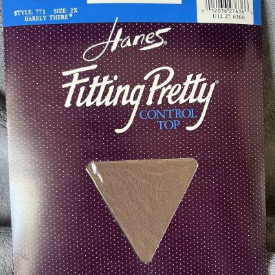 Vintage 1990 Hanes Fitting Pretty 771 Queen Size 2x Barely There Pantyhose NEW