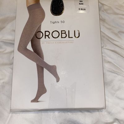 NEW  Oroblu Isabel Optical Liaison 50 Tights Black Shimmer Size S/M New