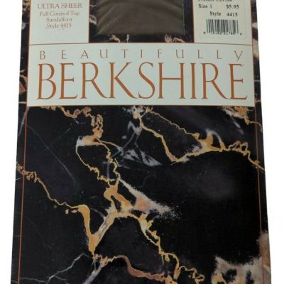 VTG 90s Berkshire Ultra Sheer Control Top Sandalfoot Coffee Pantyhose Size 1