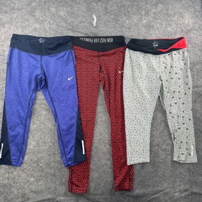 Nike Leggings Womens M Crop LOT of 3 Dri Fit Athletic Workout Gym Running Yoga