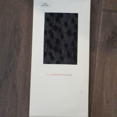 ANTHROPOLOGIE BLACK DAISY LACE TIGHTS  SIZE LARGE  NEW
