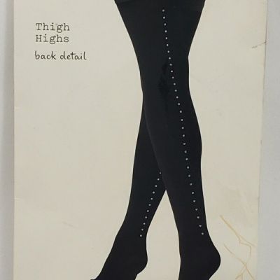 Sexy THIGH HIGHS Stockings Tights Pantyhose S/M Black w Silver Stud Detail