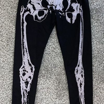 Women’s Black X Ray Skeleton Footless Tights Halloween Dress Up Costume US XS
