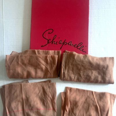 Vintage Schiaparelli Thigh Highs Seamed Stockings 4 Pairs Size 9 10 Beige Nude