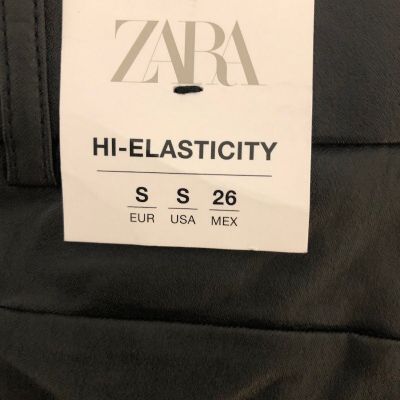 Zara Black Coates High Waist Leggings Pants Size S Waist 26” #61