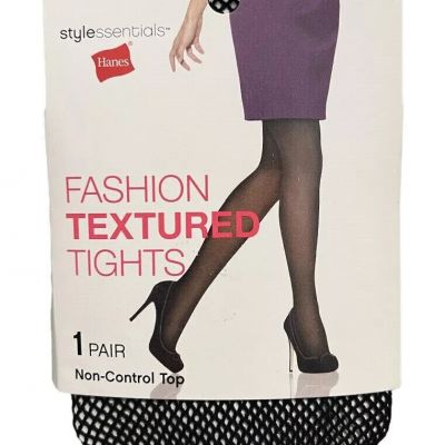 Hanes Style Essentials Fashion Textured Tights Fishnet Stockings Size M/L Black