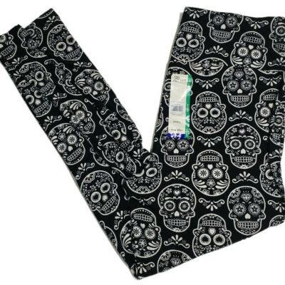 Terra & Sky Womens Plus Size Floral Sugar Skull Pattern Printed Legging Size 0X