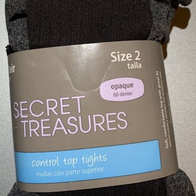 Secret Treasures 2-Pair Pack Control Top Tights ST70K Black/Charcoal - Size 2