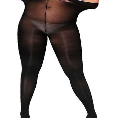 Oversize Plus Size Tights for Women, Solid Color 5X-Large-6X-Large Plus Black
