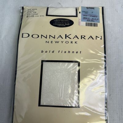 Vintage Donna Karan DKNY Bold Fishnet White Stockings Size Medium Pantyhose