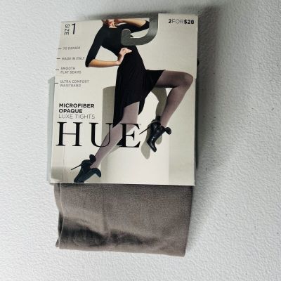 NWT Hue Microfiber Opaque Luxe Tights Size 1 Seal Gray 1 Pair Pack