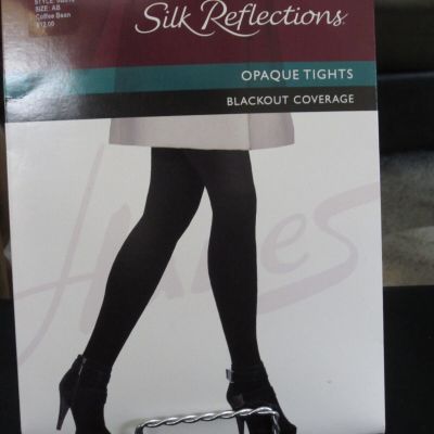 Hanes Silk Reflections Control Top Coffee Bean Opaque Tights - Size AB