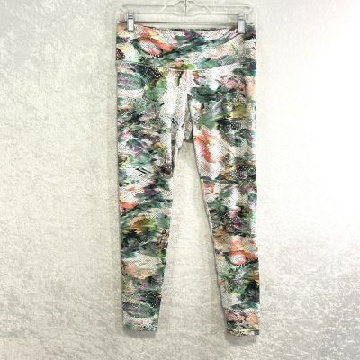 PRANA Pillar Printed Leggings Womens M Yoga Workout Fitness White Watercolor