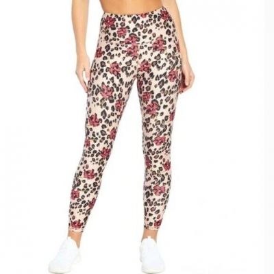 NWT Women WILDFOX Sweat Natural Bright Coral Wild Leopard Leggings Large