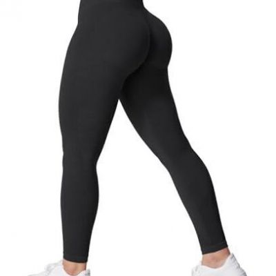 Seamless Workout Leggings for Women Tummy Control Scrunch Butt Small Black