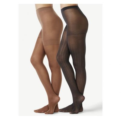 Joyspun Women's Tights Size Small 2 Pair NEW Houndstooth & Opaque