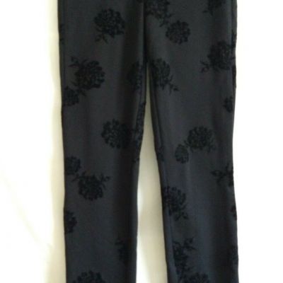Style & Co Women's XS Mid Rise Comfort Waist Black Floral Ponte Knit Leggings