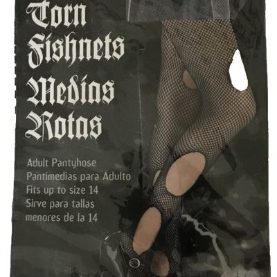 Fishnet Pantyhose Costume (Fits up to size 14) black Goth new womens Size