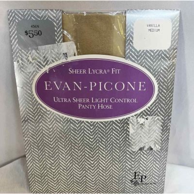 Evan Picone Panty Hose Nylon Stockings Vanilla Medium Sheer Light Control NIP