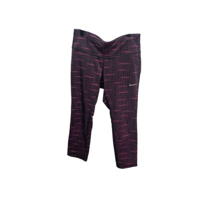 NIKE DRI-FIT Womens Capri Yoga Workout Pants Geometric Pink Black XS