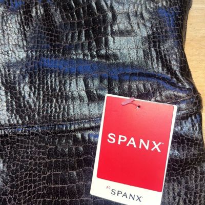 NWT New SPANX Faux Leather Shiny LEGGINGS-#20303R-BROWN PATENT Croc CROCO-Sz XS
