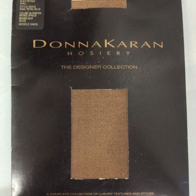 DONNA KARAN Designer Collection Bronze Black Shimmer Opaque Tights  Sz Small NIP