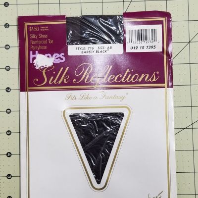 Vintage Hanes Silk Reflections  Pantyhose Size AB Barely Black 716 NOS Unopened