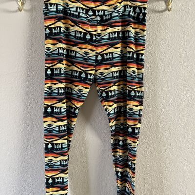 Lularoe Tall Curvy 2 Southwest Bright Colorful Leggings Excellent Condition