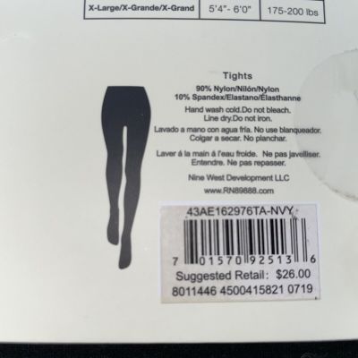 New 1 Pair Black Opaque Tights by Anne Klein, Size Small