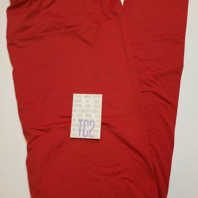 LuLaRoe TC2 Leggings Solid SCARLETT RED Bright Tall & Curvy 2 (Size 20-26) NWT