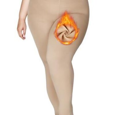Plus Size Fleece Lined Tights Winter Warm Womens 4X-Large-6X-Large Plus Nude